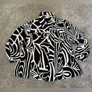 Allison Daley Black and White Abstract Patterned Jacket Size 22W